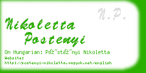 nikoletta postenyi business card